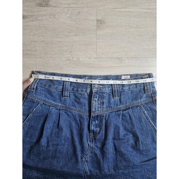 We The Free 29 Denim Mini Skirt Saratoga Blue Frayed Hem With Pockets - Picture 3 of 5